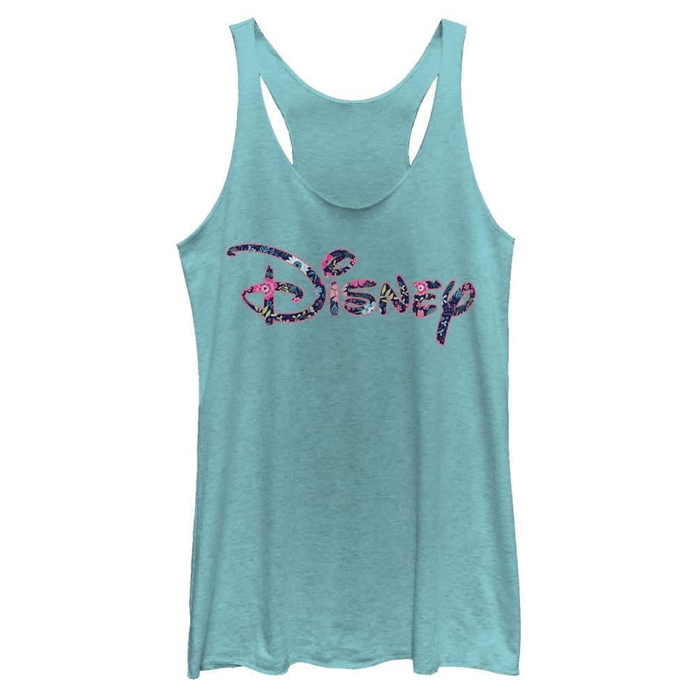 Disney Logo Floral Fill Women's Racerback Tank Top
