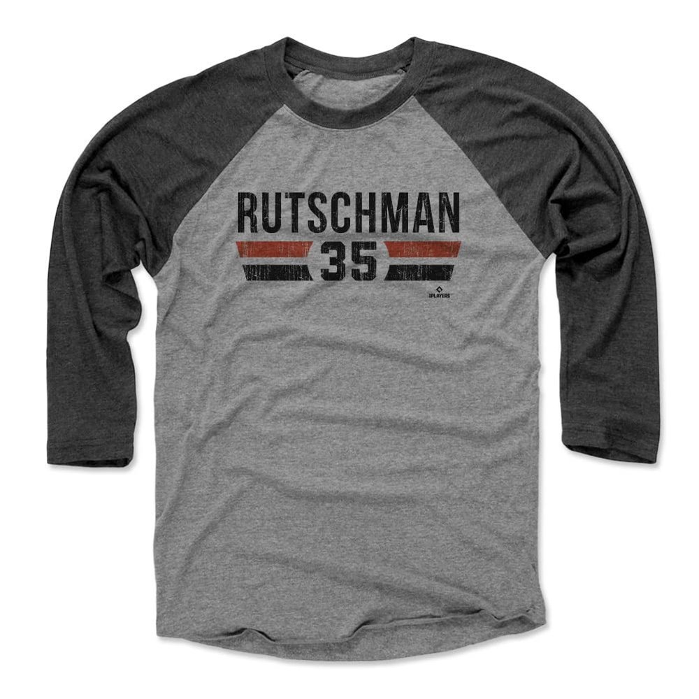 500 LEVEL Adley Rutschman 3/4 Sleeve T-Shirt (Baseball Tee, X-Large, Black/Heather Gray) - Adley Rutschman Baltimore Font