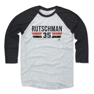 500 LEVEL Adley Rutschman 3/4 Sleeve T-Shirt (Baseball Tee, Medium, Black/Ash) - Adley Rutschman Baltimore Font
