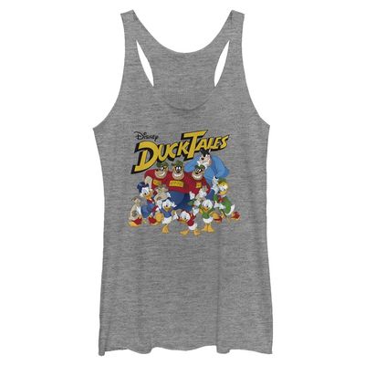 Disney Duck Tales DuckTales Group Shot Women's Racerback Tank Top, Gray Heather, Large