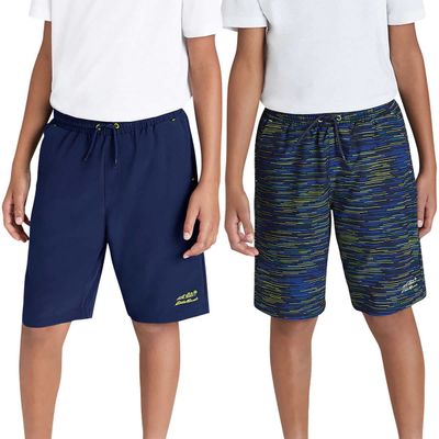 Eddie Bauer Boys 2-Pack Hybrid Shorts (Navy/Navy Space Dye, Small 7/8)