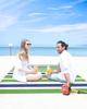 ALAGEO Beach Blanket Green Stripe Sandproof Waterproof Beach Mat Blue and White Sand Free Mat Quick Drying Beach Essentials for Vacation Lightweight with 4 Stakes & Corner Pockets 118"x108" view 4