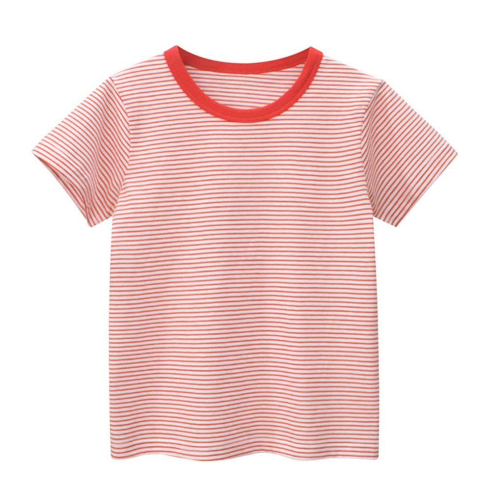 Athletic Apparel Toddler Kids Baby Boys Girls Striped Short Sleeve Crewneck T Shirts Tops Tee Clothes (Red, 4-5 Years)