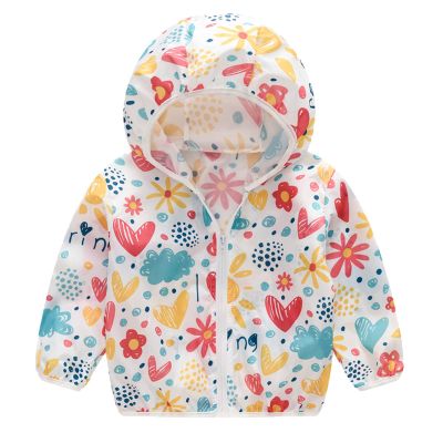 Boy down Jacket Toddler Boys Girls Sunscreen Jackets Printing Cartoon Hooded Outerwear Zipper Coats (Red, 2 Years)
