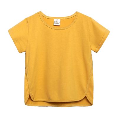 5 Basketball Toddler Kids Baby Boys Girls Solid Short Sleeve Crewneck Irregular T Shirts Tops Tee (Yellow, 6-12 Months)