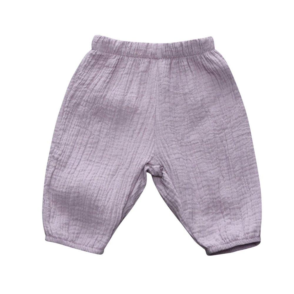 Boys Patterned Pants Toddler Kids Baby Boy Girl Cotton Linen Elastic Basic Harem Long Pants (Purple, 12-18 Months)