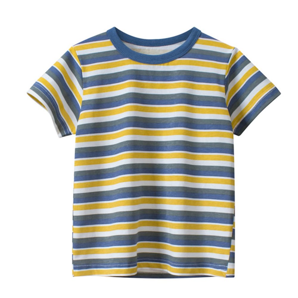 Dry Fit Short Toddler Kids Baby Boys Girls Striped Camouflage Short Sleeve Crewneck T Shirts Tops (Yellow, 1-2 Years)