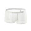 Ctreela Sexy Lingerie for Men Mesh See-Through Boxer Brief Fishnet Underwear Booty Shorts Solid Dual Pouch Underpants White view 1