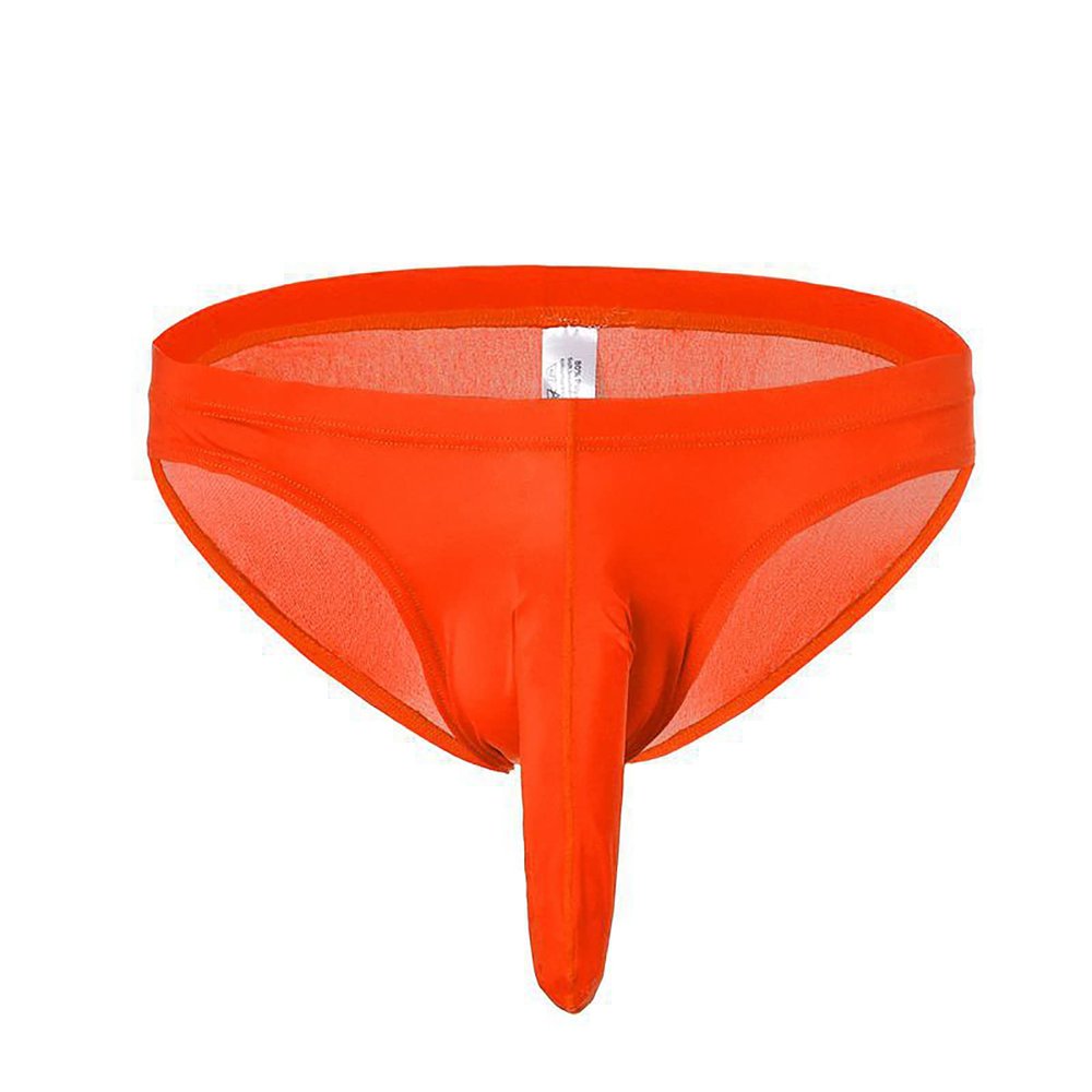 Ctreela Elephant Nose Briefs for Men Thong Underwear Male Lingerie for Sex Bulge Pouch Panties Soft Hip Bikini Undies Orange