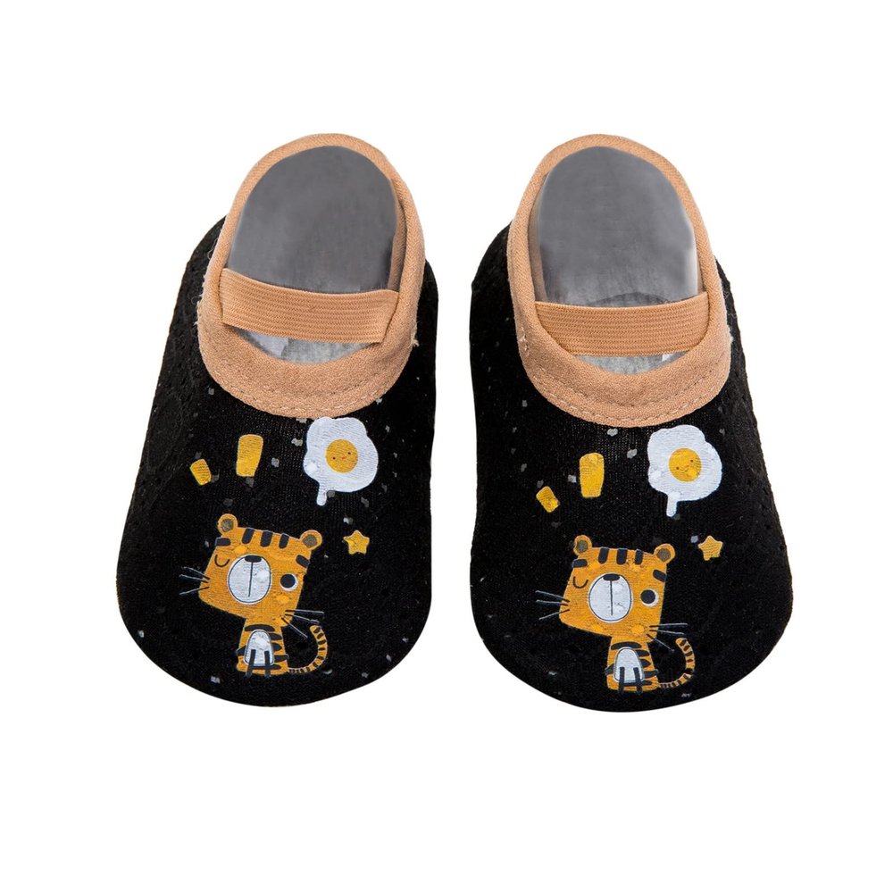 Crib Shoes Animal Kids Boys Socks Barefoot Aqua Shoes Socks Non Slip Girls Floor Cartoon Pattern (Black, 6-12 Months)