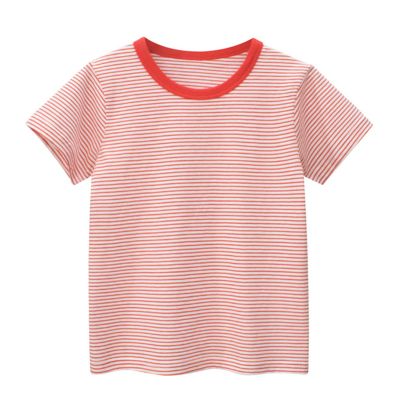 Athletic Apparel Toddler Kids Baby Boys Girls Striped Short Sleeve Crewneck T Shirts Tops Tee Clothes (Red, 2-3 Years)