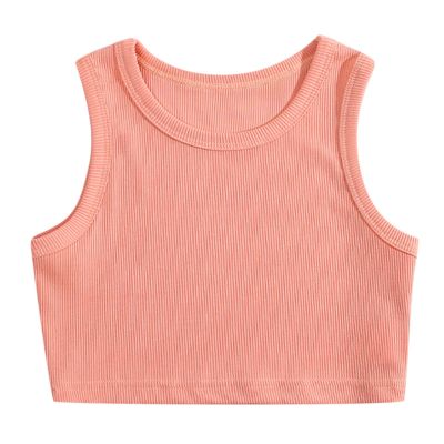 2t Girls Undershirts Toddler Kids Girls Dance Tank Top Racerback Crop Tank Top Sleeveless Sports Dance (Pink, 6-7 Years)