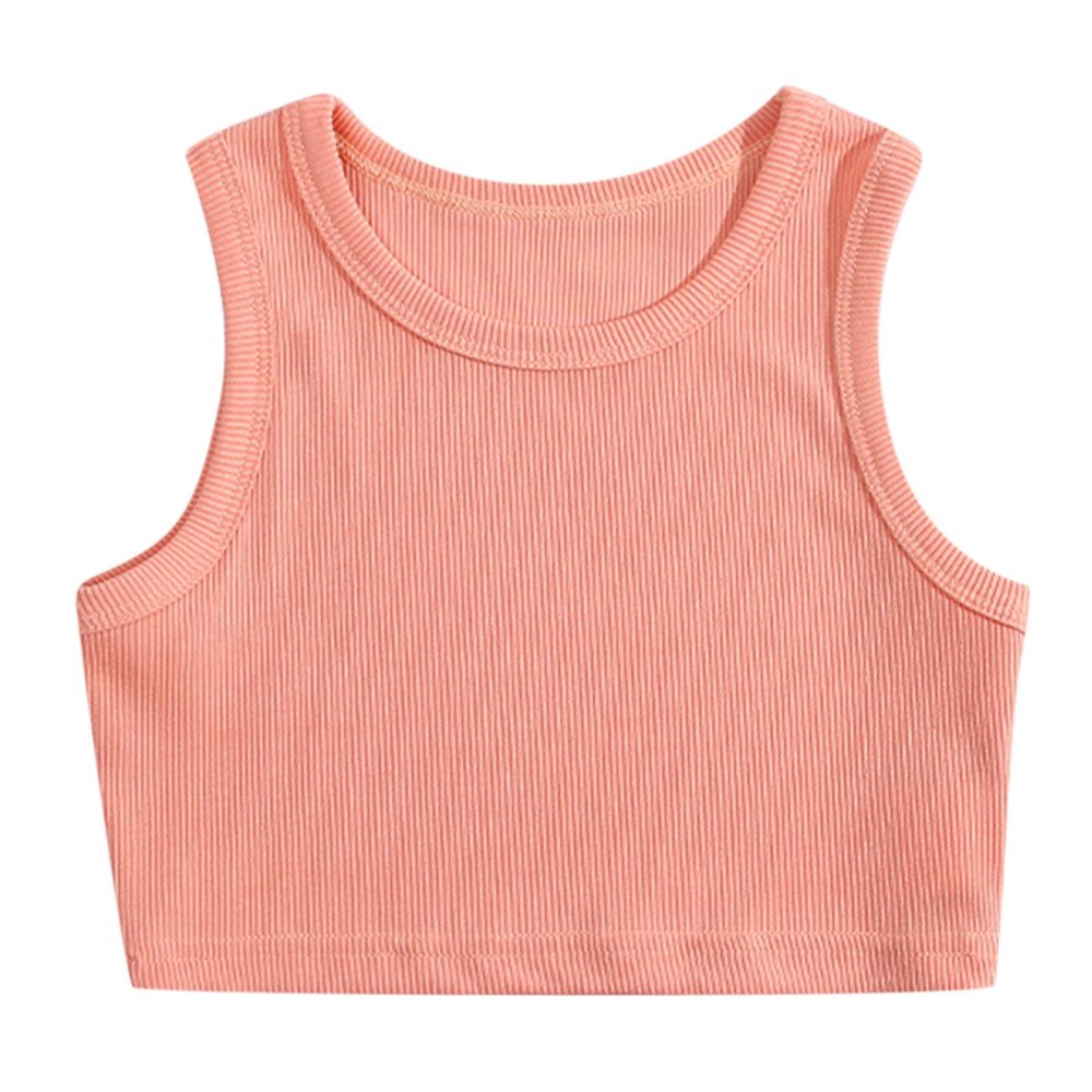 2t Girls Undershirts Toddler Kids Girls Dance Tank Top Racerback Crop Tank Top Sleeveless Sports Dance (Pink, 6-7 Years)