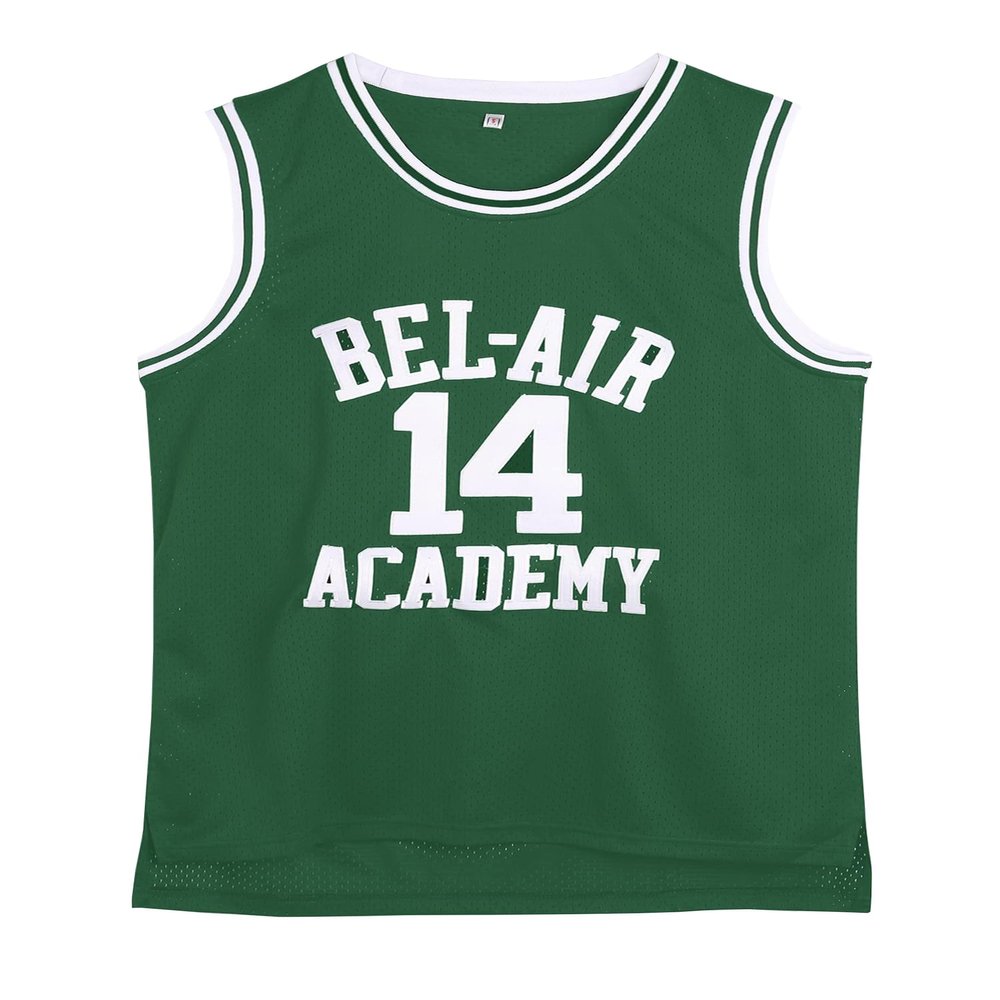 Amzdest 90s The Fresh Prince of Bel Air Academy #14 Jersey Shirt for Men and Women, Unisex Basketball Jersey for Theme Party (Green, Small)