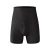 Ctreela High Waisted Underwear for Men's Plus Size Shapewear Anti-Chafing Long Leg Boxer Briefs Tummy Control Shorts Black view 2
