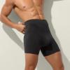 Ctreela High Waisted Underwear for Men's Plus Size Shapewear Anti-Chafing Long Leg Boxer Briefs Tummy Control Shorts Black view 3