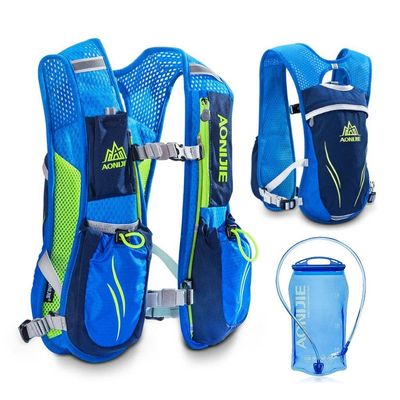 AONIJIE Running Hydration Vest Backpack 5.5L Lightweight & Breathable Water Backpack for Hiking Trail Running Cycling Race Marathon for Women Men (Blue Vest with 1.5L Water Bladder)