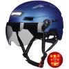 ILM Adult Bike Helmet with USB Rechargeable LED Front and Back Light Mountain&Road Bicycle Helmets for Men Women Removable Goggle Cycling Helmet E3-10L(Blue Purple, Large/X-Large) view 1