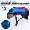 ILM Adult Bike Helmet with USB Rechargeable LED Front and Back Light Mountain&Road Bicycle Helmets for Men Women Removable Goggle Cycling Helmet E3-10L(Blue Purple, Large/X-Large) view 4