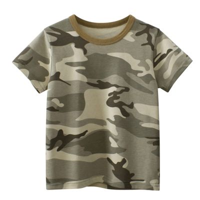 Dry Fit Short Toddler Kids Baby Boys Girls Striped Camouflage Short Sleeve Crewneck T Shirts (Camouflage, 1-2 Years)