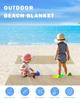 Beach Blanket Farmhouse Khaki Beige Sandproof Waterproof Beach Mat Burlap Background Sand Free Mat Quick Drying Beach Essentials for Vacation Lightweight with 4 Stakes & Corner Pockets 118"x108" view 3