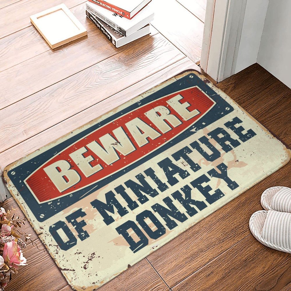 Fall Outdoor Rug for Front Door Beware of Miniature Donkey Mat Door Mat Outdoor Entrance Funny Summer Rug ( Size : 65X90CM )