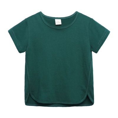 5 Basketball Toddler Kids Baby Boys Girls Solid Short Sleeve Crewneck Irregular T Shirts Tops Tee (Green, 5-6 Years)