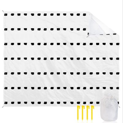 ALAGEO Beach Blanket Boho Black White Sandproof Waterproof Beach Mat Geometric Dots Sand Free Mat Quick Drying Beach Essentials for Vacation Lightweight with 4 Stakes & Corner Pockets 83"x79"