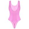 YiZYiF Women's Mermaid 80s/90s High Cut Letter Print Low Back One Piece Swimsuits Bathing Suits Pink A Medium view 3