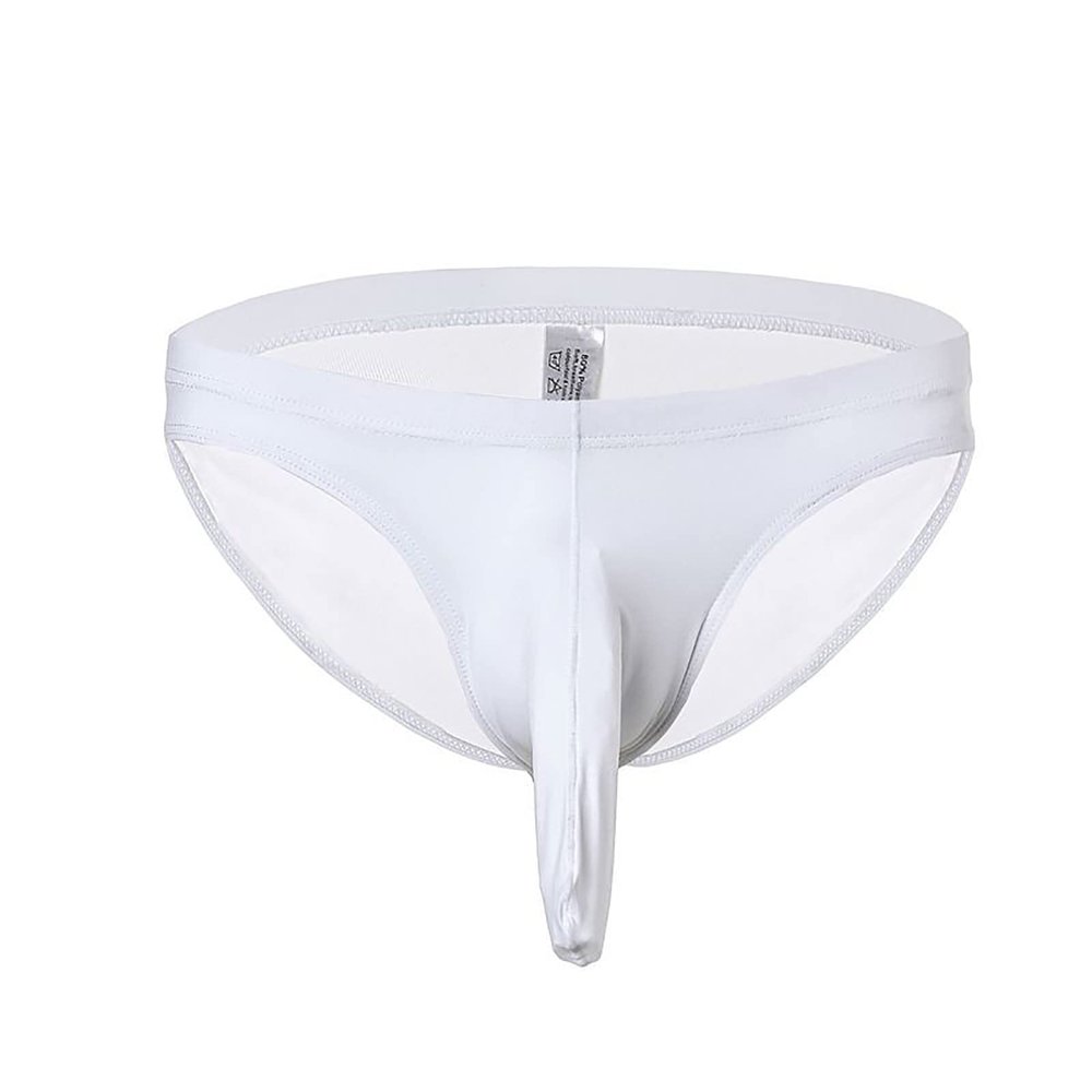 Ctreela Elephant Nose Briefs for Men Thong Underwear Male Lingerie for Sex Bulge Pouch Panties Soft Hip Bikini Undies White