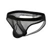 Ctreela Fishnet Thong for Men's Mesh See Through Butt-Flaunting Underwear Bulge Enhancing Pouch Jock-Strap Briefs Black view 1