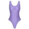 YiZYiF Women's Mermaid 80s/90s High Cut Letter Print Low Back One Piece Swimsuits Bathing Suits Purple A X-Large view 2