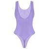 YiZYiF Women's Mermaid 80s/90s High Cut Letter Print Low Back One Piece Swimsuits Bathing Suits Purple A X-Large view 3