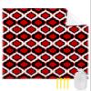ALAGEO Beach Blanket Moroccan Pattern Sandproof Waterproof Beach Mat Black Red Sand Free Mat Quick Drying Beach Essentials for Vacation Lightweight with 4 Stakes & Corner Pockets 108"x84" view 1
