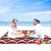 ALAGEO Beach Blanket Moroccan Pattern Sandproof Waterproof Beach Mat Black Red Sand Free Mat Quick Drying Beach Essentials for Vacation Lightweight with 4 Stakes & Corner Pockets 108"x84" view 4