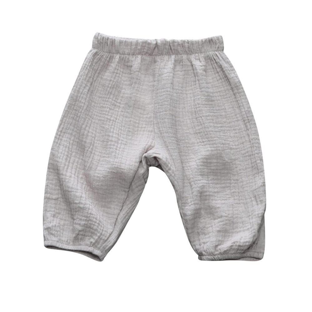 Boys Patterned Pants Toddler Kids Baby Boy Girl Cotton Linen Elastic Basic Harem Long Pants (Grey, 18-24 Months)