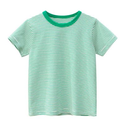 Athletic Apparel Toddler Kids Baby Boys Girls Striped Short Sleeve Crewneck T Shirts Tops Tee Clothes (Green, 6-7 Years)