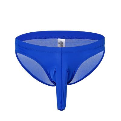 Ctreela Elephant Nose Briefs for Men Thong Underwear Male Lingerie for Sex Bulge Pouch Panties Soft Hip Bikini Undies Blue