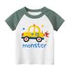 Boys Black Compression Toddler Kids Baby Boys Girls Cars Print Short Sleeve Crewneck T Shirts Tops (Green, 4-5 Years) view 1