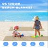 ALAGEO Beach Blanket Farmhouse Khaki Beige Sandproof Waterproof Beach Mat Burlap Background Sand Free Mat Quick Drying Beach Essentials for Vacation Lightweight with 4 Stakes & Corner Pockets 95"x80" view 3
