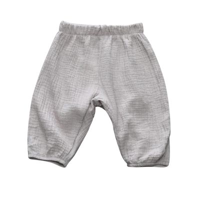 Boys Patterned Pants Toddler Kids Baby Boy Girl Cotton Linen Elastic Basic Harem Long Pants (Grey, 12-18 Months)