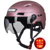 ILM Adult Bike Helmet with USB Rechargeable LED Front and Back Light Mountain&Road Bicycle Helmets for Men Women Removable Goggle Cycling Helmet E3-10L(Rose Pink, Small/Medium) view 1
