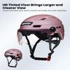 ILM Adult Bike Helmet with USB Rechargeable LED Front and Back Light Mountain&Road Bicycle Helmets for Men Women Removable Goggle Cycling Helmet E3-10L(Rose Pink, Small/Medium) view 3