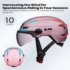 ILM Adult Bike Helmet with USB Rechargeable LED Front and Back Light Mountain&Road Bicycle Helmets for Men Women Removable Goggle Cycling Helmet E3-10L(Rose Pink, Small/Medium) view 4