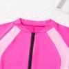 Moily Boys Girls Solid Zip Up UPF 50+ Shorty Wetsuit Athletic One Piece Swimsuit Surf Rashguard Shirts Rose Red 12 Years view 4