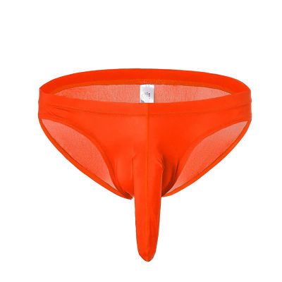 Ctreela Elephant Nose Briefs for Men Thong Underwear Male Lingerie for Sex Bulge Pouch Panties Soft Hip Bikini Undies Orange