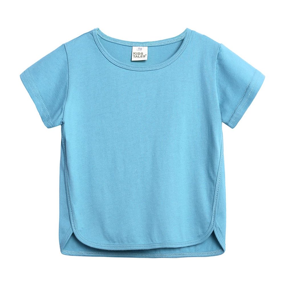 5 Basketball Toddler Kids Baby Boys Girls Solid Short Sleeve Crewneck Irregular T Shirts Tops Tee (Sky Blue, 2-3 Years)