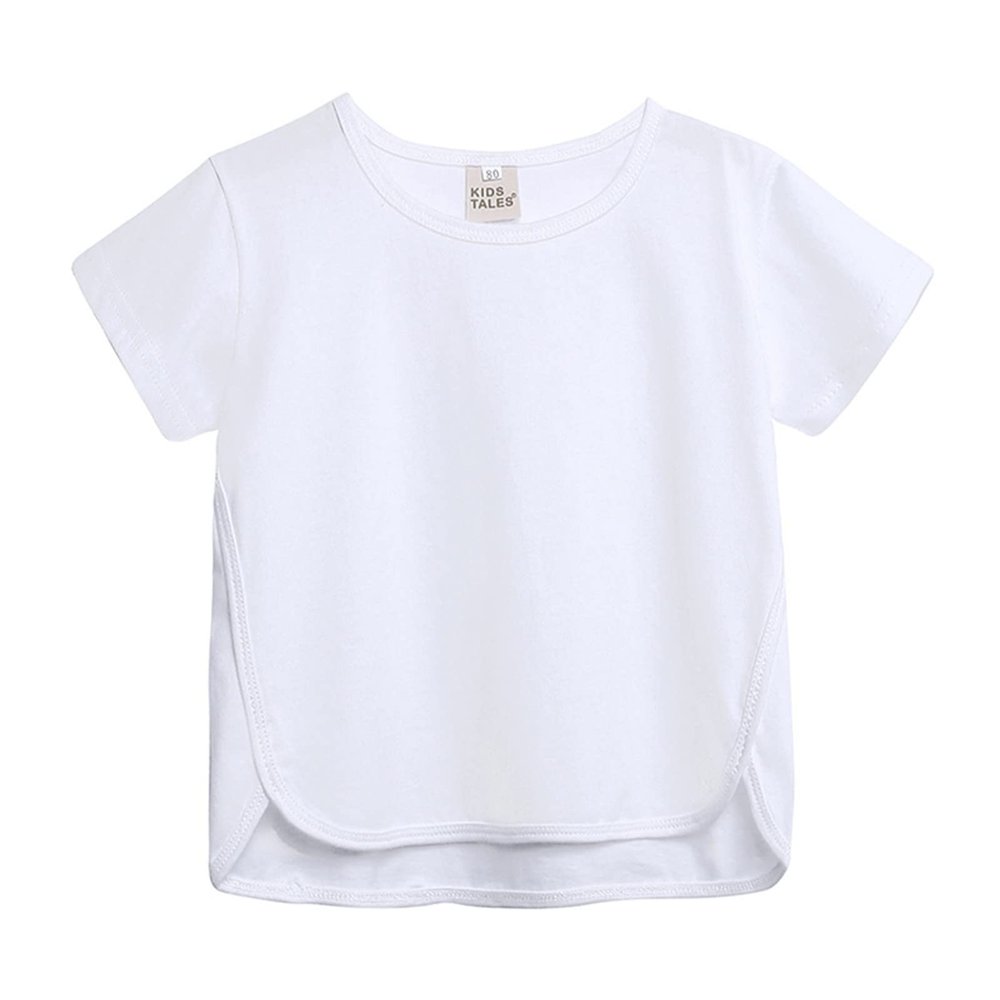 5 Basketball Toddler Kids Baby Boys Girls Solid Short Sleeve Crewneck Irregular T Shirts Tops Tee (White, 6-12 Months)