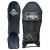Right Punch Shin Guards Kickboxing Leg Pads with Instep Protection, Muay Thai MMA Martial Arts Kicking Sparring Training Gear - Black & Silver (X-Large) view 1