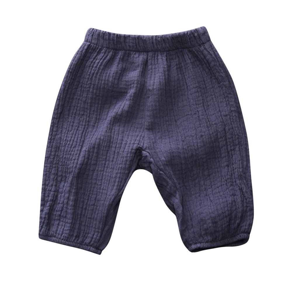 Boys Patterned Pants Toddler Kids Baby Boy Girl Cotton Linen Elastic Basic Harem Long Pants (Blue, 18-24 Months)